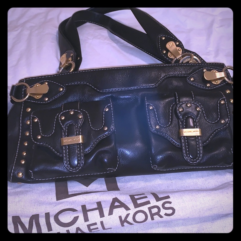 Michael Kora Black Studded Handbag with Duster